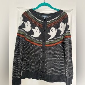 ModCloth You've Been Ghosted Fair Isle Cotton Ghost Cardigan Sweater Size Medium